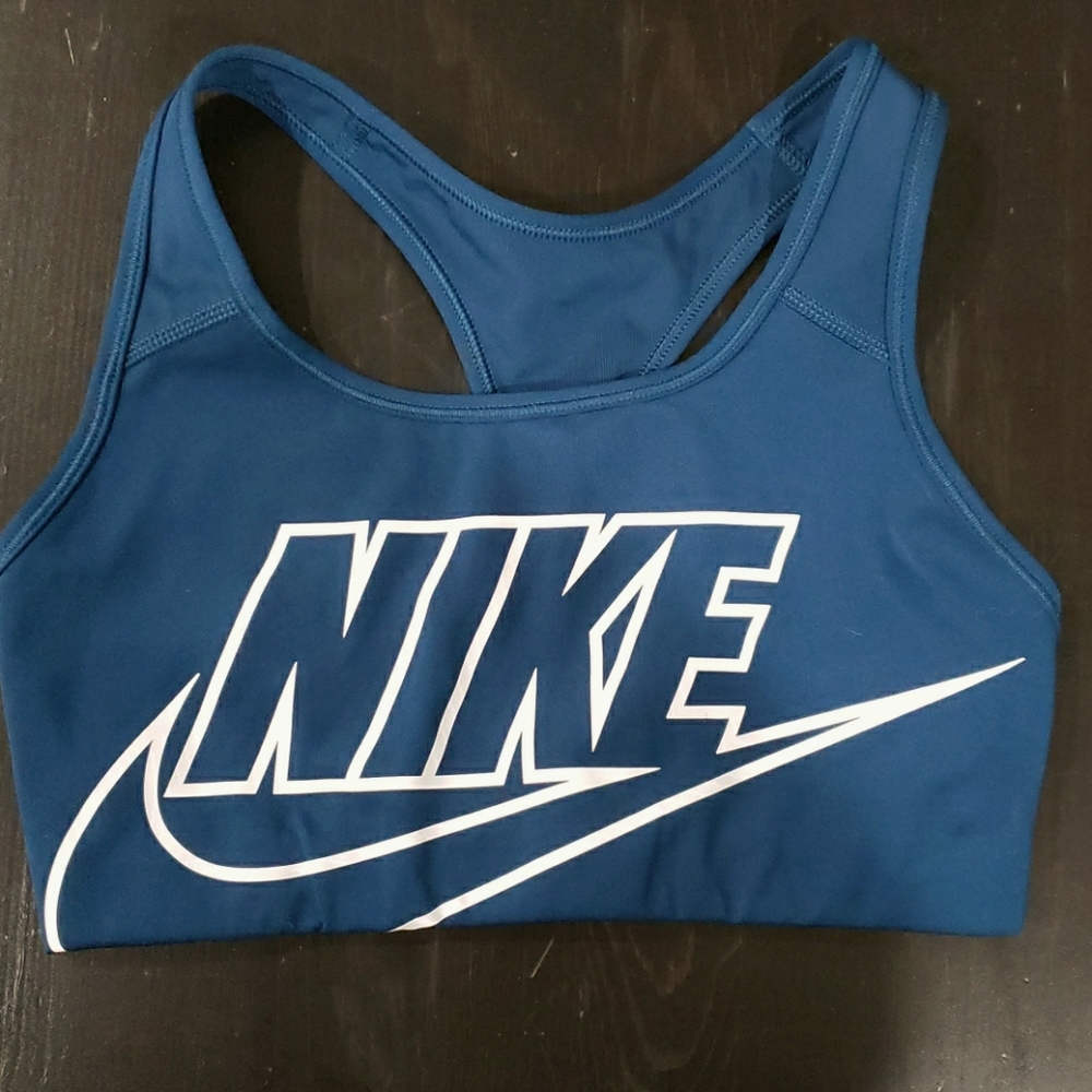 Blue Nike Medium Impact Swoosh Sports Bra